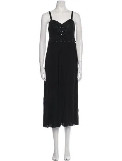 Pre-owned Sue Wong Square Neckline Midi Length Dress In Black