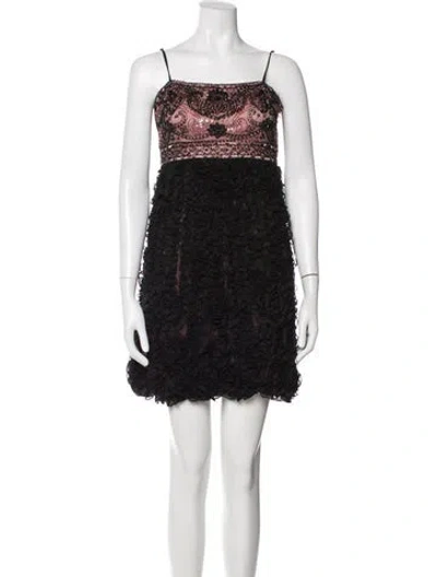 Pre-owned Sue Wong Square Neckline Mini Dress In Black