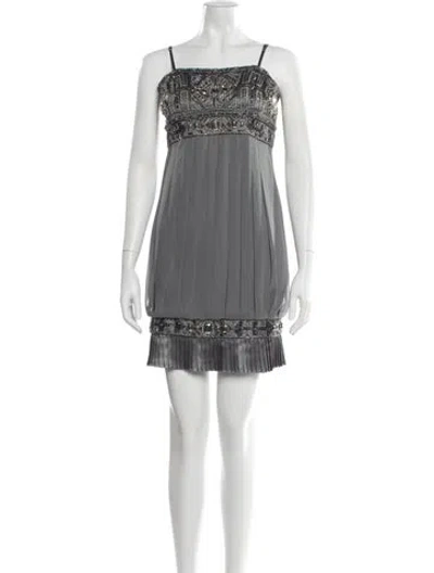 Pre-owned Sue Wong Square Neckline Mini Dress In Gray