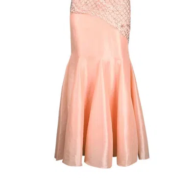 Sue Wong Strapless Floral Beaded Mermaid Dress In Champagne In Pink