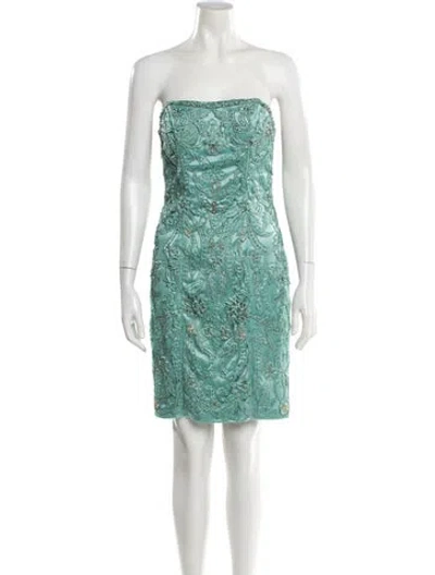 Pre-owned Sue Wong Strapless Mini Dress In Blue