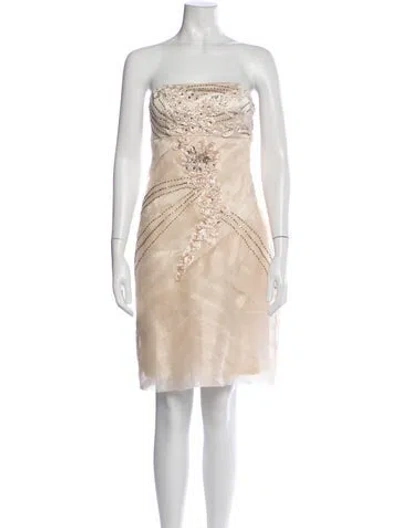 Pre-owned Sue Wong Strapless Mini Dress In Neutral