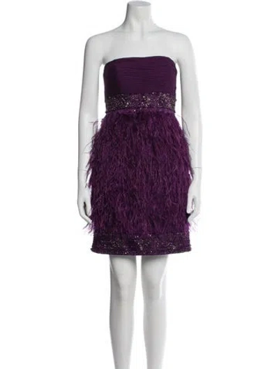 Pre-owned Sue Wong Strapless Mini Dress In Purple