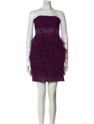 Pre-owned Sue Wong Strapless Mini Dress In Purple