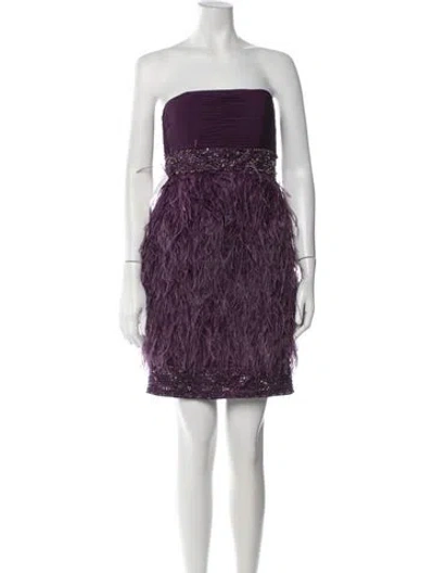 Pre-owned Sue Wong Strapless Mini Dress In Purple