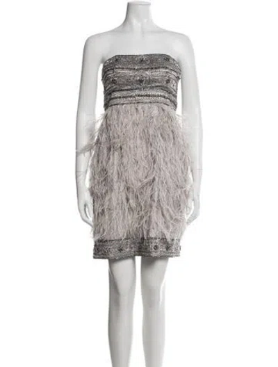 Pre-owned Sue Wong Strapless Mini Dress W/ Tags In Grey