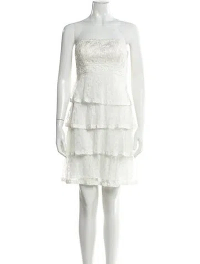Pre-owned Sue Wong Strapless Mini Dress In White
