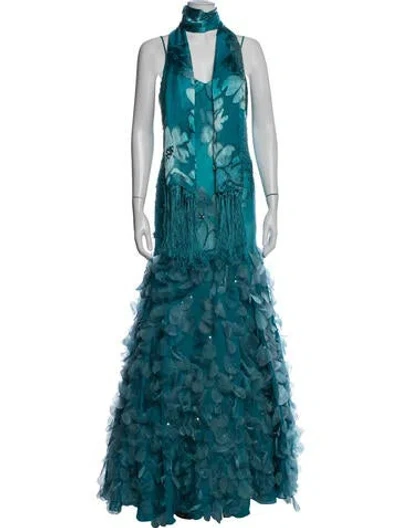 Pre-owned Sue Wong Vintage Late 1990's - Early 2000's Dress Set In Blue