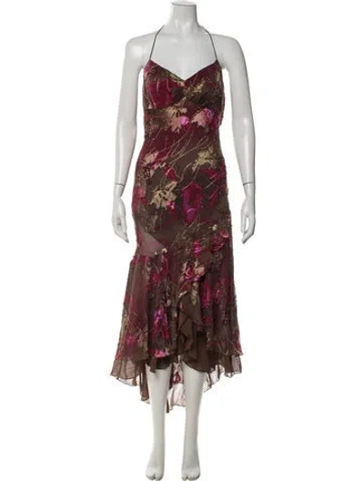 Pre-owned Sue Wong Vintage Midi Length Dress In Burgundy
