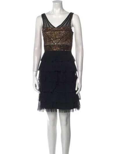 Pre-owned Sue Wong Vintage Mini Dress In Black