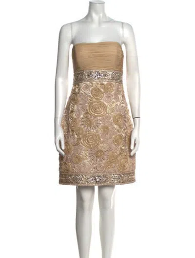 Pre-owned Sue Wong Vintage Mini Dress In Neutrals