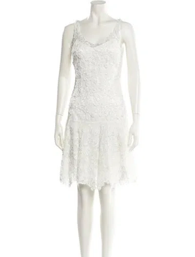 Pre-owned Sue Wong V-neck Mini Dress In Neutral