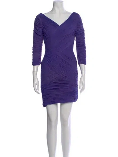 Pre-owned Sue Wong V-neck Mini Dress In Purple