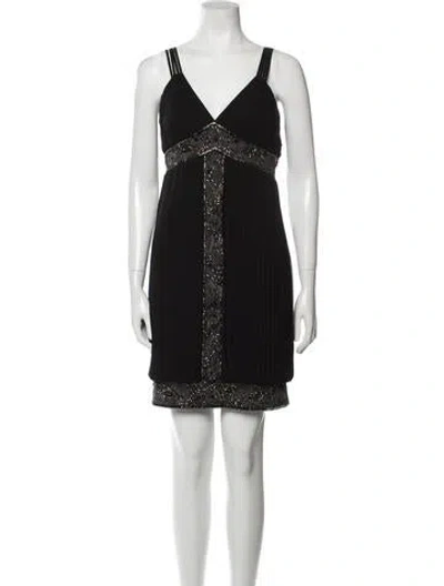 Pre-owned Sue Wong V-neck Mini Dress W/ Tags In Black