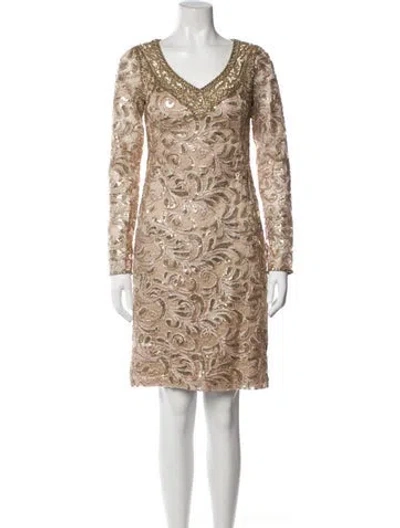 Pre-owned Sue Wong V-neck Mini Dress W/ Tags In Multi