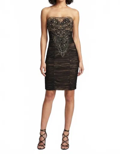 Sue Wong Women's Embroidered And Sequin Strapless Mesh Dress In Black Gold