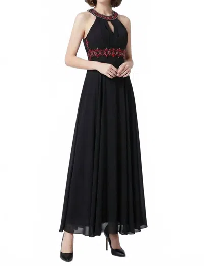 Sue Wong Women's Halter Beaded Cutout Back Evening Dress In Black