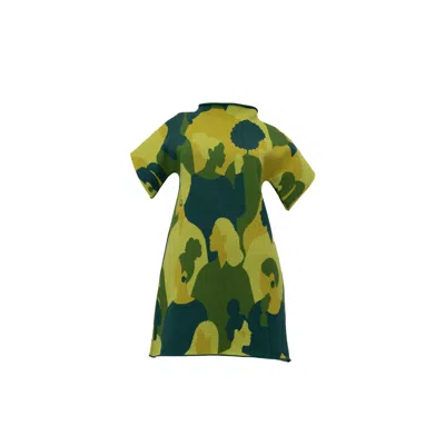 Süel Knitwear Green / Yellow / Orange Women Ally High-neck Knitted Dress Moss Mix In Green/yellow/orange
