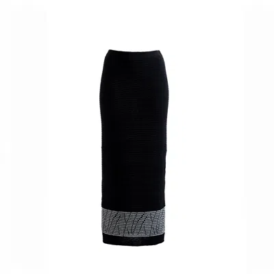 Süel Knitwear Women's Black / Silver Jlo Maxi Skirt Black - Sparkle Silver In Black/silver