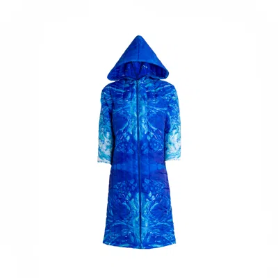 Süel Knitwear Women's Blue Cszs Art Hooded Zip Up Coat Magic