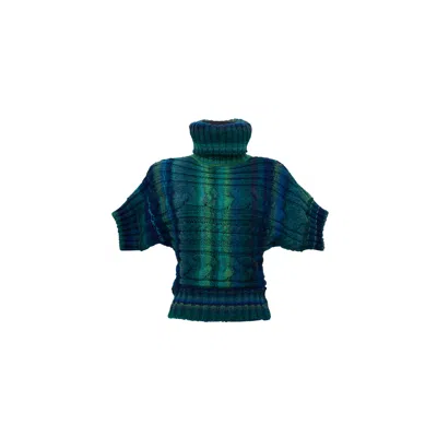 Süel Knitwear Women's Blue / Green Big Cross Cabled Vest Sea Blue In Blue/green