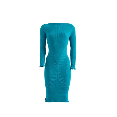 Süel Knitwear Women's Blue / Green Gabi Dress Elastic Turquoise In Blue/green