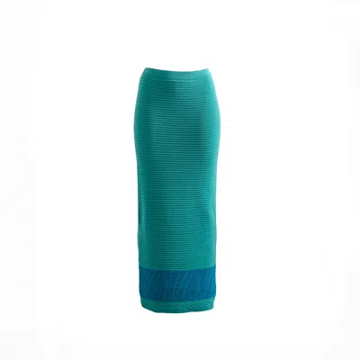 Süel Knitwear Women's Blue / Green Jlo Maxi Skirt Aura Green - Retro Blue In Blue/green