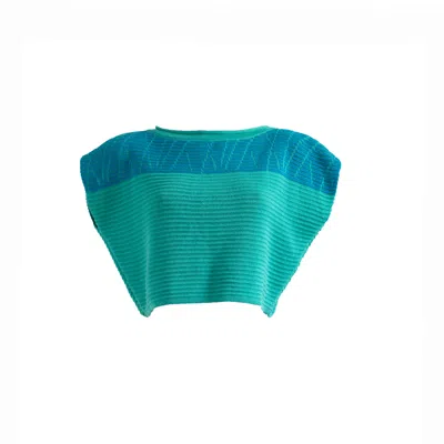 Süel Knitwear Women's Blue / Green Jlo Top Aura Green - Retro Blue In Blue/green