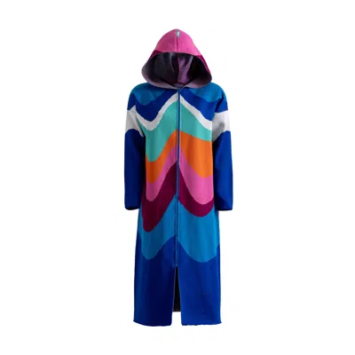 Süel Knitwear Women's Blue / Pink / Purple Freedom Maxi Knitted Coat - Original In Blue/pink/purple