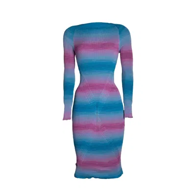 Süel Knitwear Women's Blue / Pink / Purple Gabi Dress Pink-sea In Blue/pink/purple