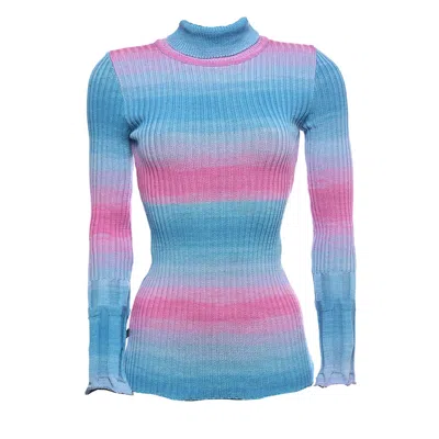 Süel Knitwear Women's Blue / Pink / Purple Mirci Turtleneck Sweater Pink-sea In Multi