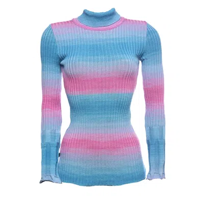 Süel Knitwear Women's Blue / Pink / Purple Mirci Turtleneck Sweater Pink-sea In Blue/pink/purple