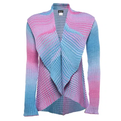 Süel Knitwear Women's Blue / Pink / Purple Ribbed Round Cardigan Pink-sea In Blue/pink/purple