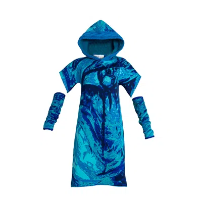 Süel Knitwear Women's Cszs Art Braided Hooded Knit Dress Gloves Royal Blue