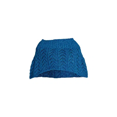 Süel Knitwear Women's Cszs Mandarin Mini Poncho Sparkle Royal Blue