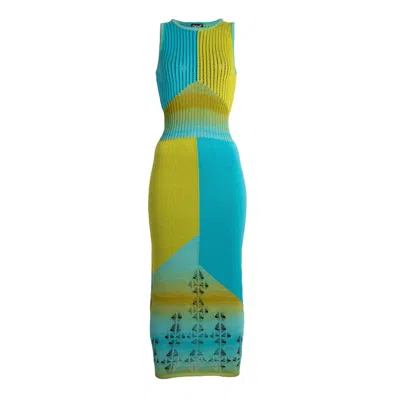Süel Knitwear Women's Green / Blue Chris Dress Kiwi-turquoise In Green/blue