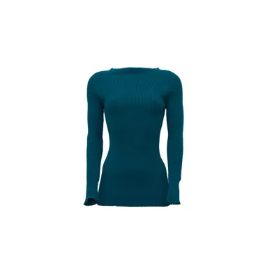 Süel Knitwear Women's Green / Blue Gabi Sweater Long Dark Turquoise In Green/blue