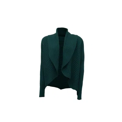 Süel Knitwear Women's Green Ribbed Round Cardigan Emerald