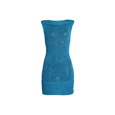 Süel Knitwear Women's Holiday Dress Sparkle Sky Blue