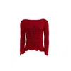Süel Knitwear Women's Long-sleeved Twin-lace Sweater Fire Red