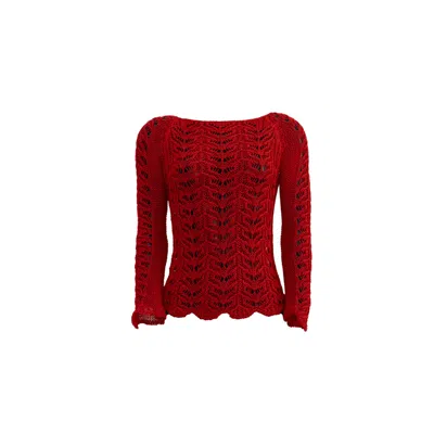 Süel Knitwear Women's Long-sleeved Twin-lace Sweater Paprika Red