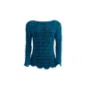 Süel Knitwear Women's Long-sleeved Twin-lace Sweater Retro Blue