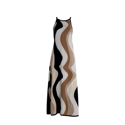 Süel Knitwear Women's Neutrals / Black / White Intarsia Freedom Maxi Knitted Dress Office In Black/white