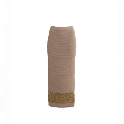 Süel Knitwear Women's Neutrals / Gold Jlo Maxi Skirt Sparkle Gold - Alabaster