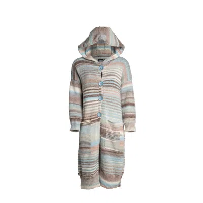 Süel Knitwear Women's Neutrals Wool Knitted Midi Hooded Cardigan - Soft Blue