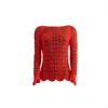 Süel Knitwear Women's Orange / Red Long-sleeved Twin-lace Sweater Coral