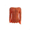 Süel Knitwear Women's Orange / Red Long-sleeved Twin-lace Sweater Quarz