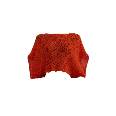 Süel Knitwear Women's Orange Spring Lace Sleeve Mandarin