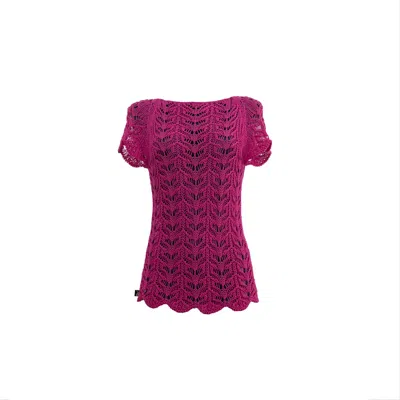 Süel Knitwear Women's Pink / Pink / Purple Short-sleeved Twin-lace Sweater Pinky