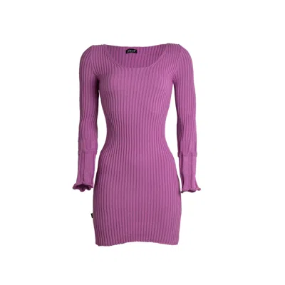 Süel Knitwear Women's Pink / Purple Mirci Square Neck Mini Dress Mallow In Pattern